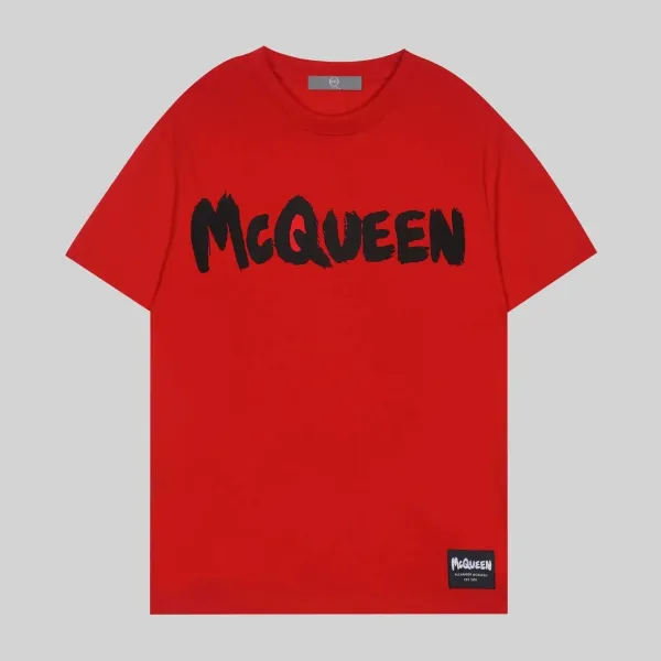 Alexander McQueen Brushstroke Logo Red T-Shirt - 1