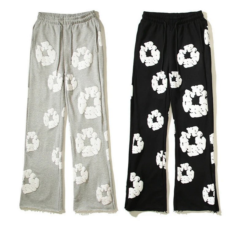 Design Floral Print Wide-Leg Sweatpants Black product detail 10 in Litbuy spreadsheet finds