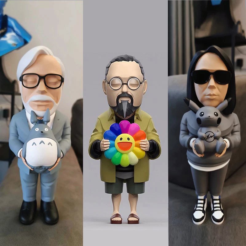 Design Collectible Figurine: Bald Man Holding Pigeon in Black Outfit Accessories - 4