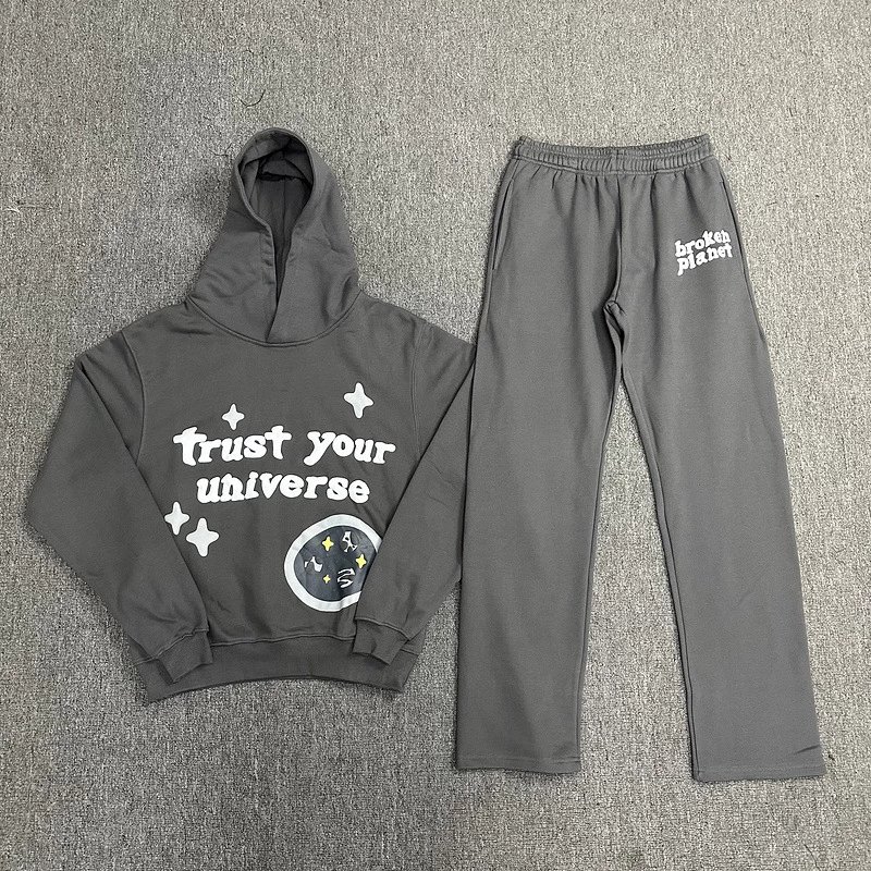 Red "Brighter Days Are Ahead" Hoodie and Pants Set by Broken Planet