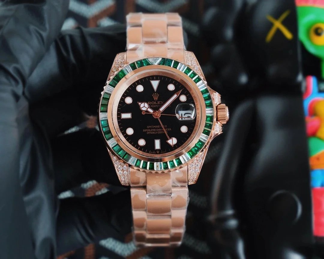 Rolex GMT-Master II Everose Gold Diamond Bezel Black Dial Mechanical Watch - 2
