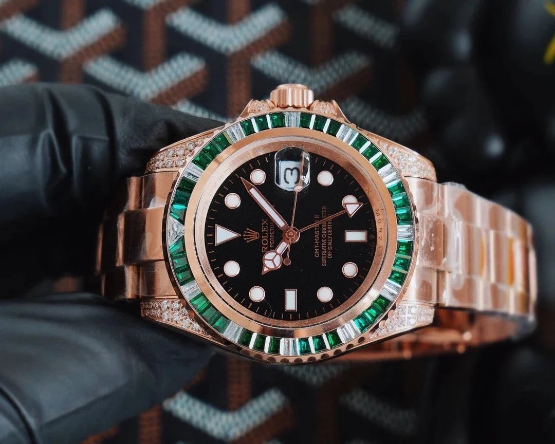 Rolex GMT-Master II Everose Gold Diamond Bezel Black Dial Mechanical Watch - 6