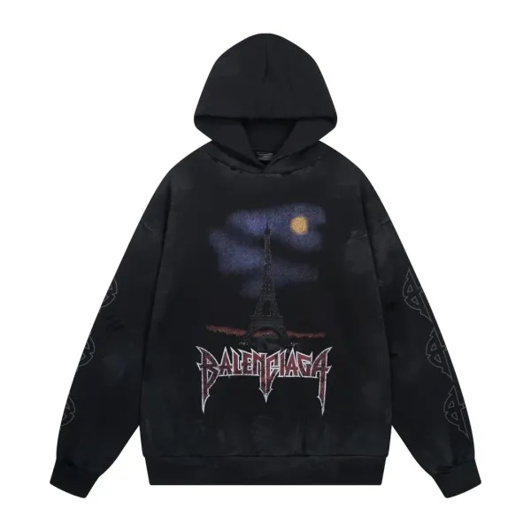 Balenciaga Wave Logo Hoodie Black - 11