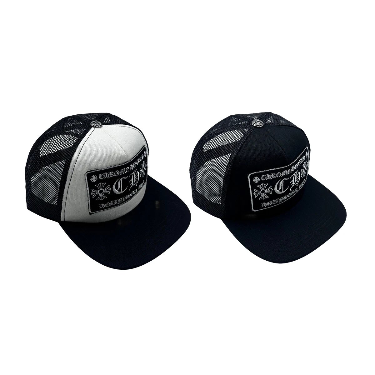 Chrome Hearts Black White Mesh Trucker Hat Streetwear