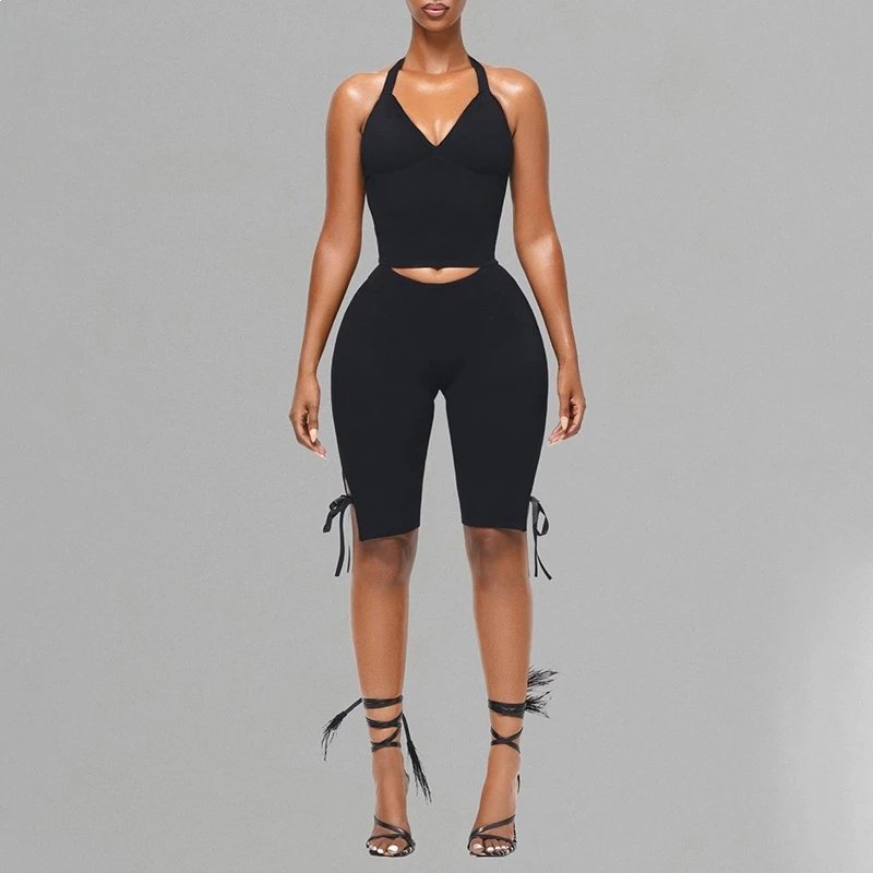 Nox Halter Tie Backless Shorts Set - 005393