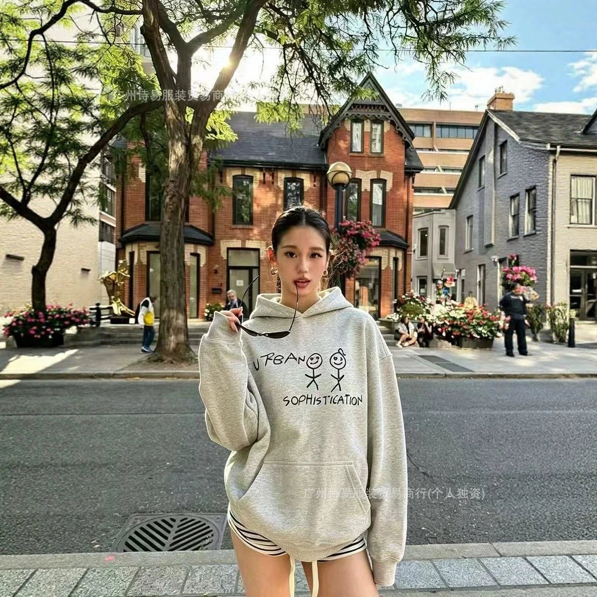 Urban Sophistication Gray Graphic Hoodie
