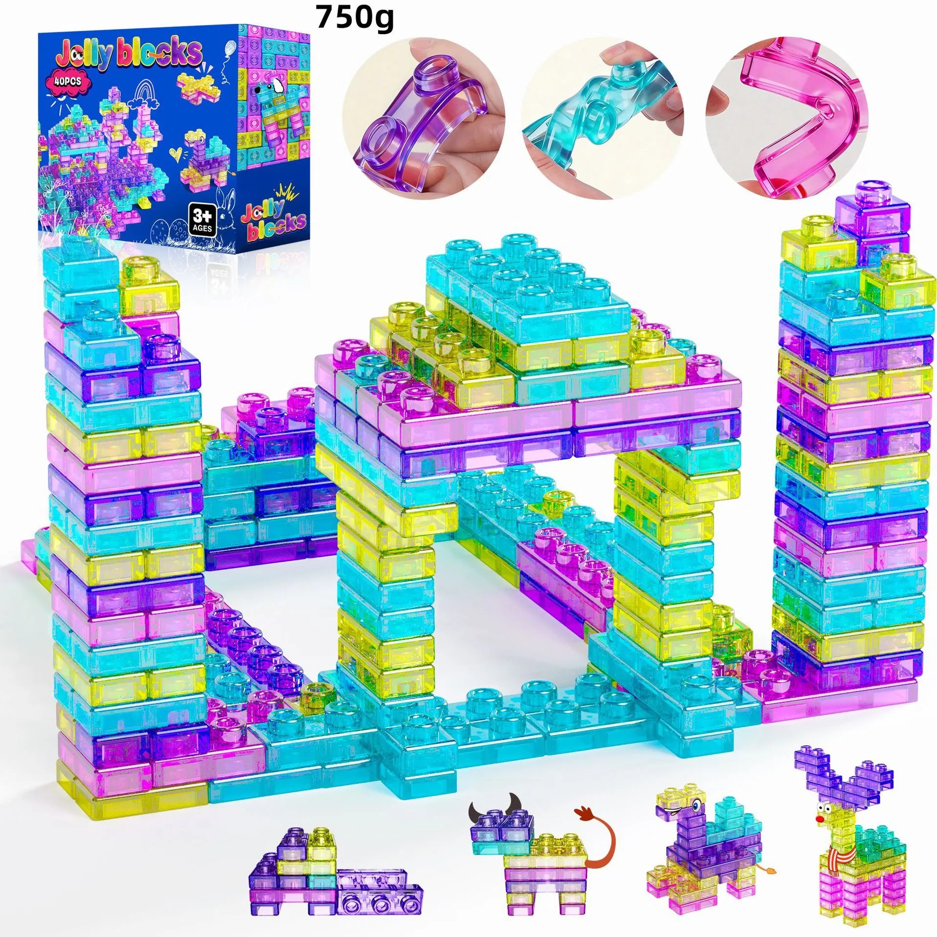 Jolly Blocks 750g Transparent Building Blocks Set - 003569