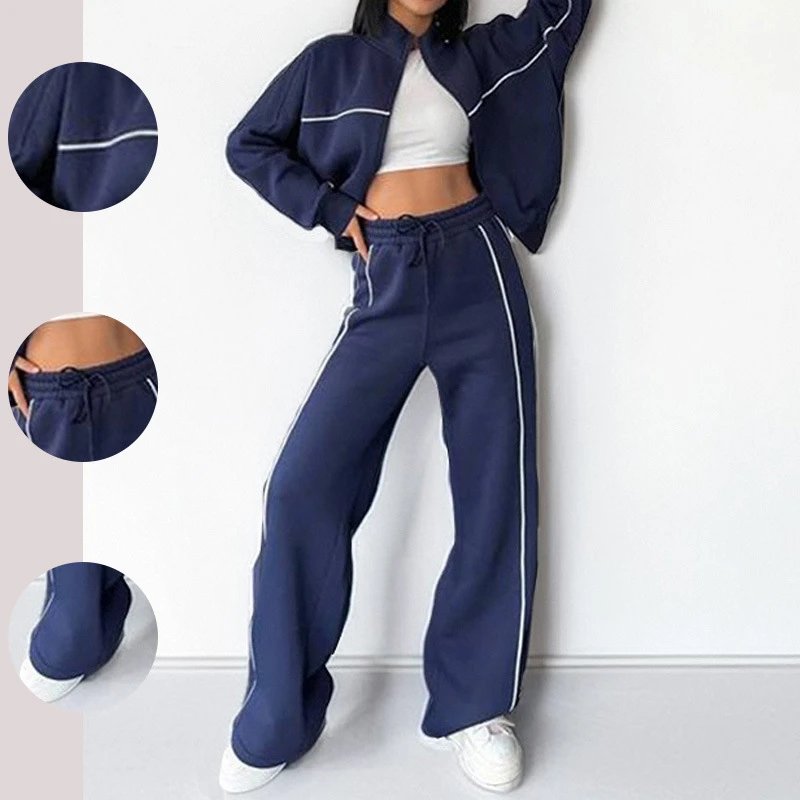 Nox NW-5395 Navy Contrast Stitch Hoodie Pants Set - 005335