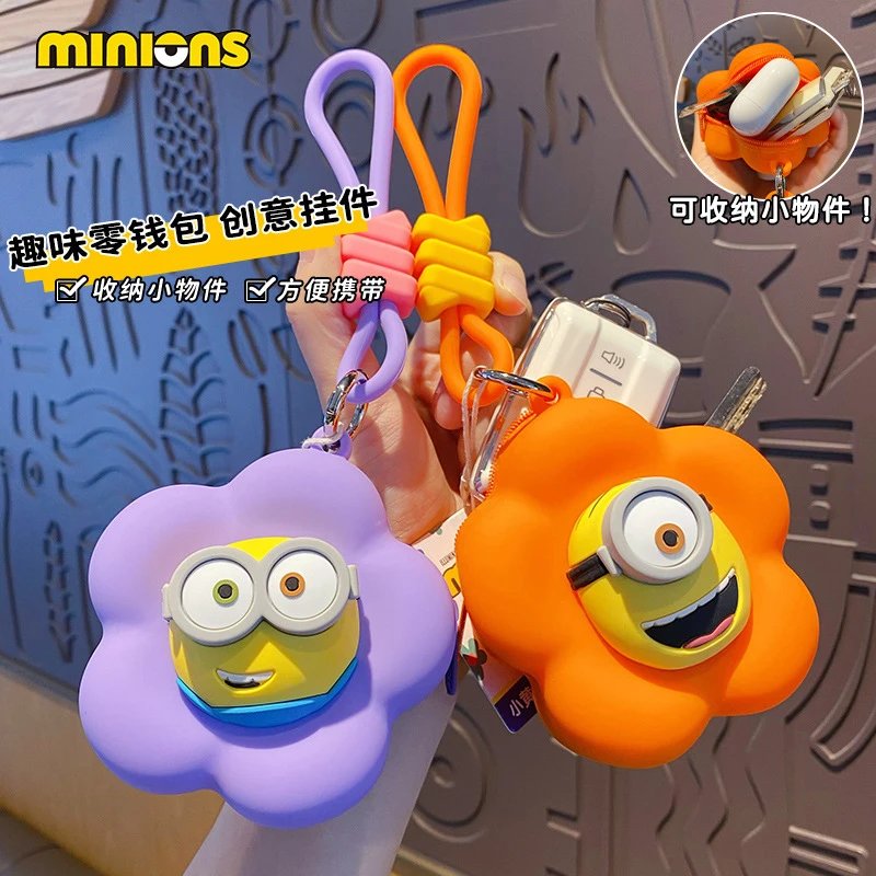 Minions Flower-Shaped Silicone Keychain Pouch - 003572