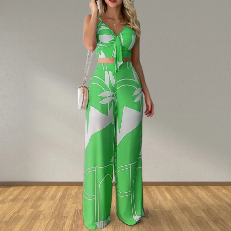 Nox NW-5392 Green Cutout Halter Pants Set - 005332