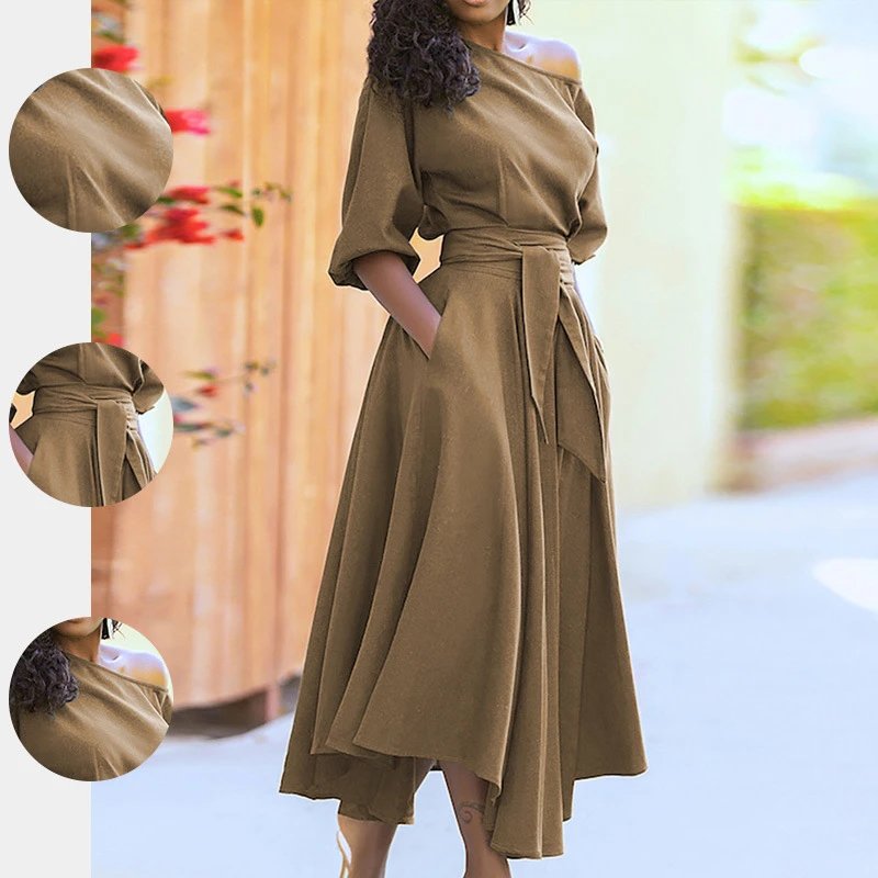 Nox NW-5396 Belted Off-Shoulder Maxi Dress - 005336