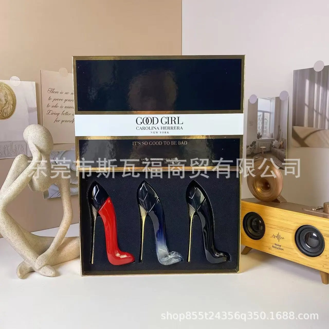 White box high heels three-piece set