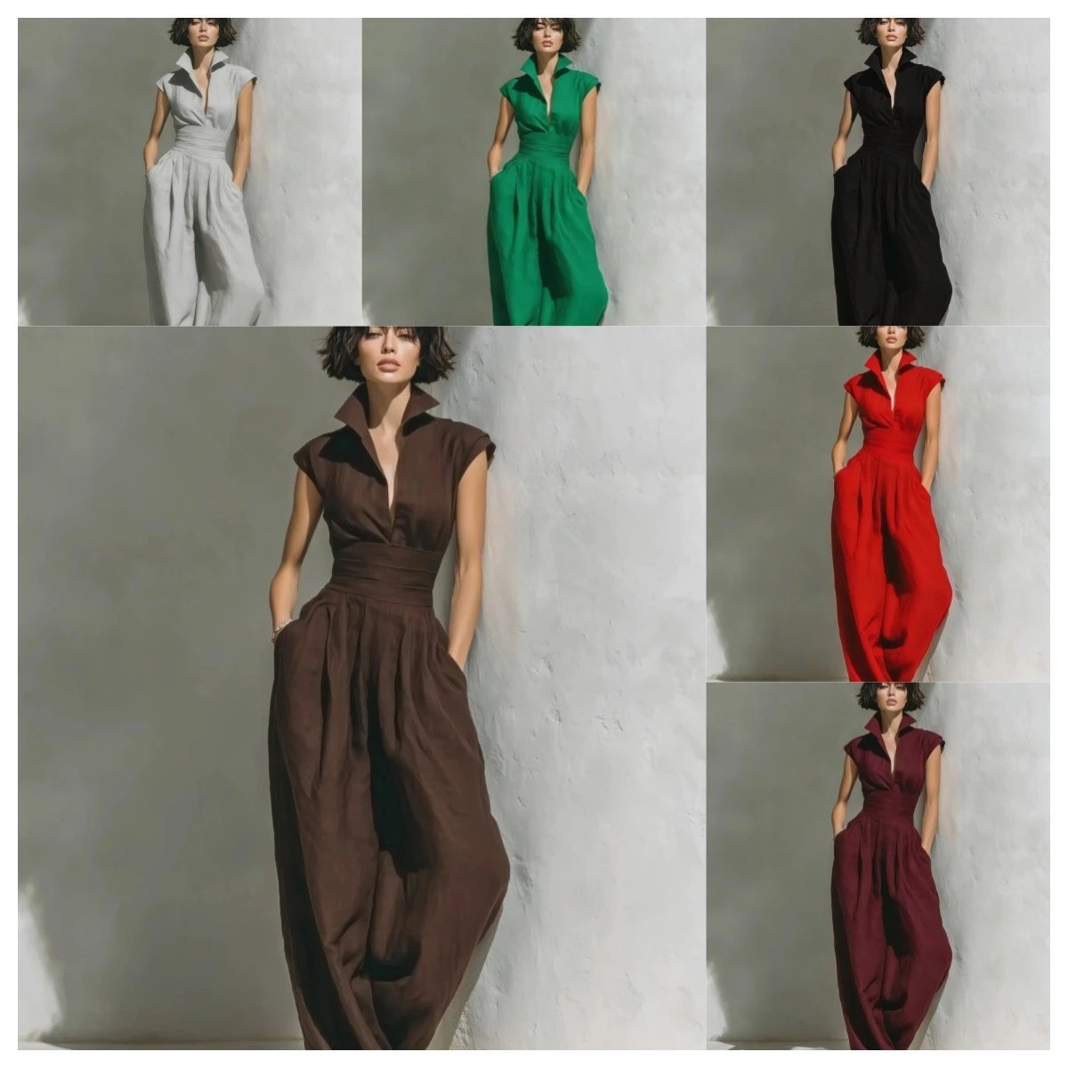 Nox V-Neck Sleeveless Solid Maxi Dress - 005385