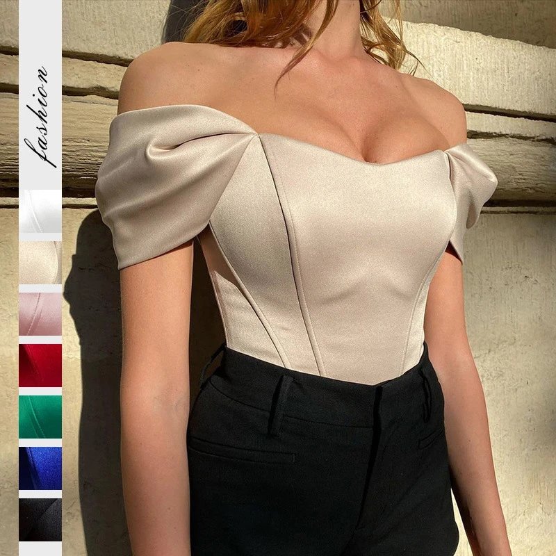 Nox Satin Off-Shoulder Corset Top - 005427