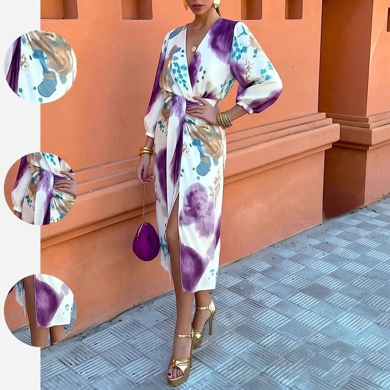 Nox NW-5394 Abstract Print Shirt Skirt Set - 005334