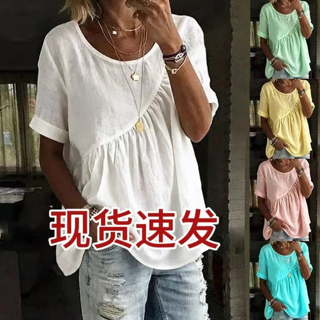 ZANZEA Casual Loose Pleated Linen Blouse - 005349