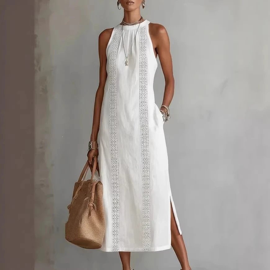 Nox Lace Halter Sleeveless Maxi Dress - 005368