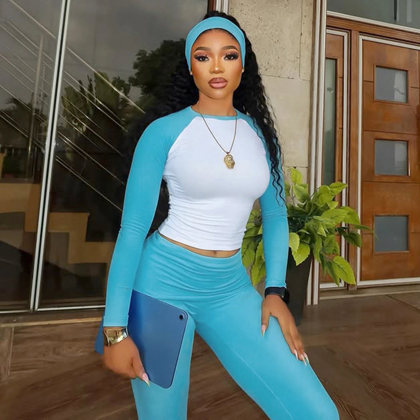 Nox Colorblock Long-Sleeve Tee Leggings Set - 005357