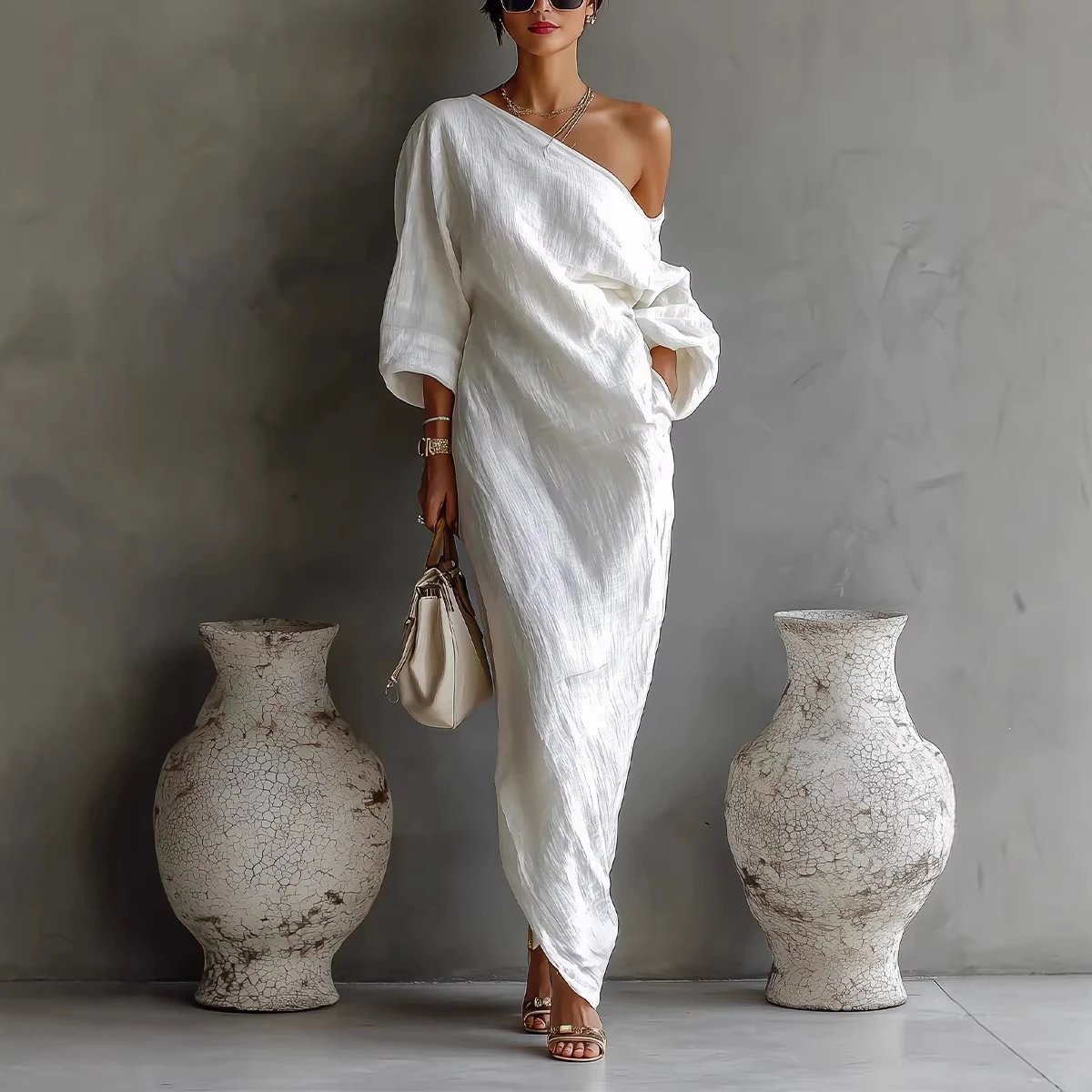 Nox Long-Sleeve Off-Shoulder Maxi Dress - 005412