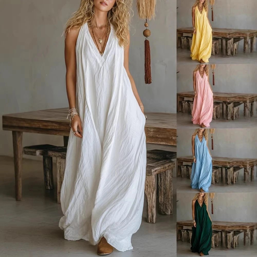 Nox Sleeveless Pocket Loose Maxi Dress - 005415