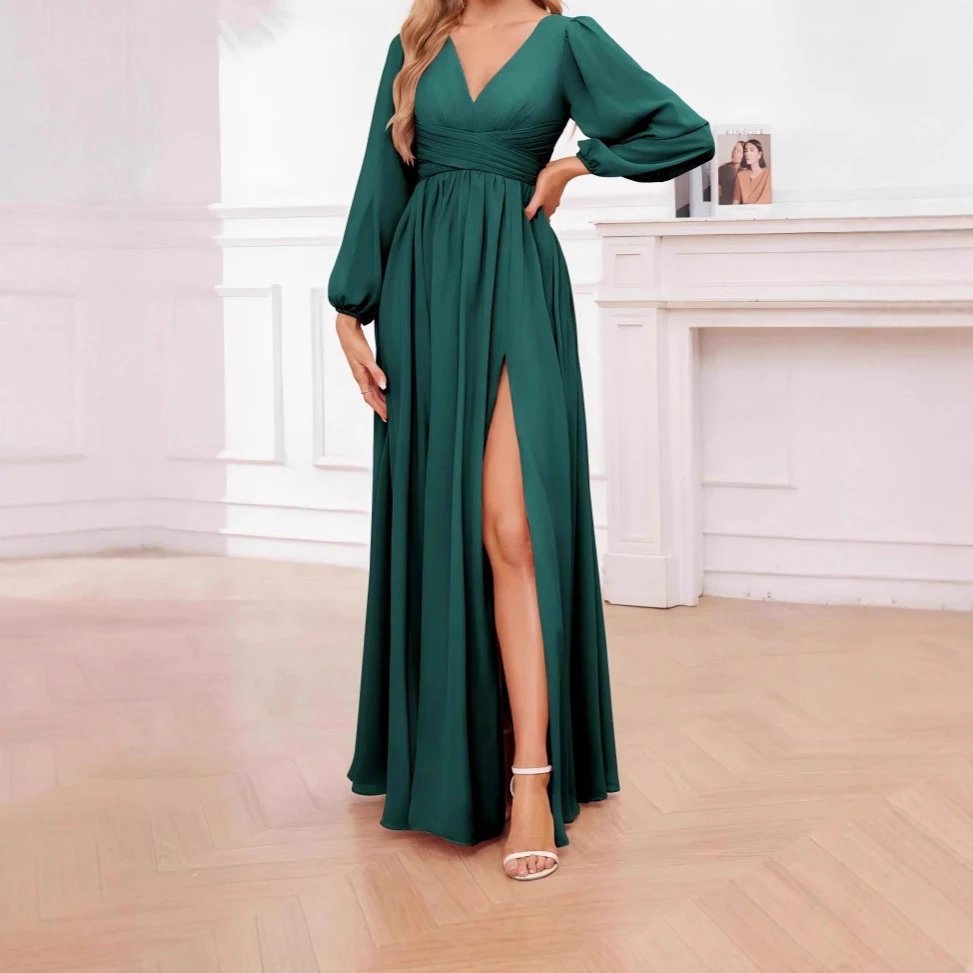 Nox V-Neck Split Evening Maxi Dress - 005419