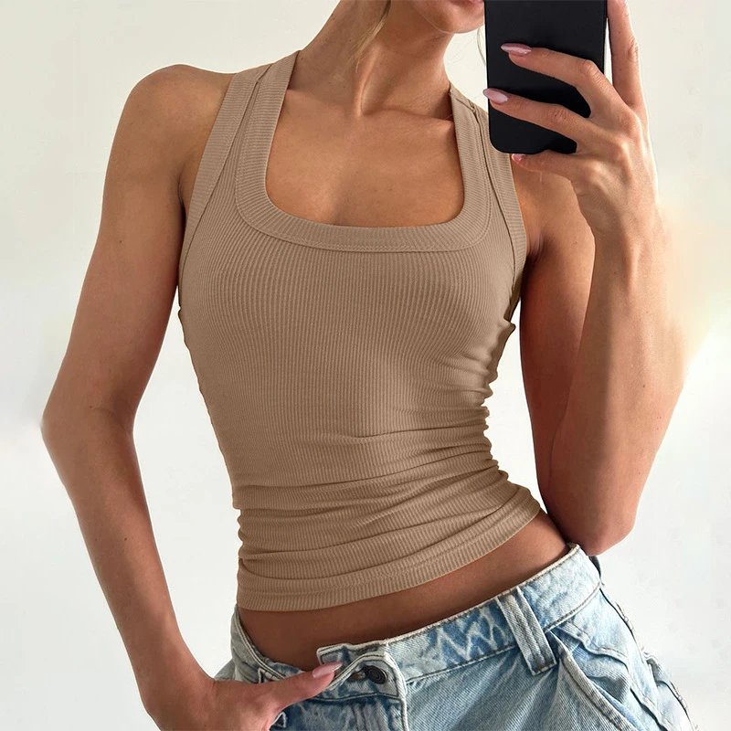 Nox U-Neck Ribbed Racerback Crop Tank - 005425