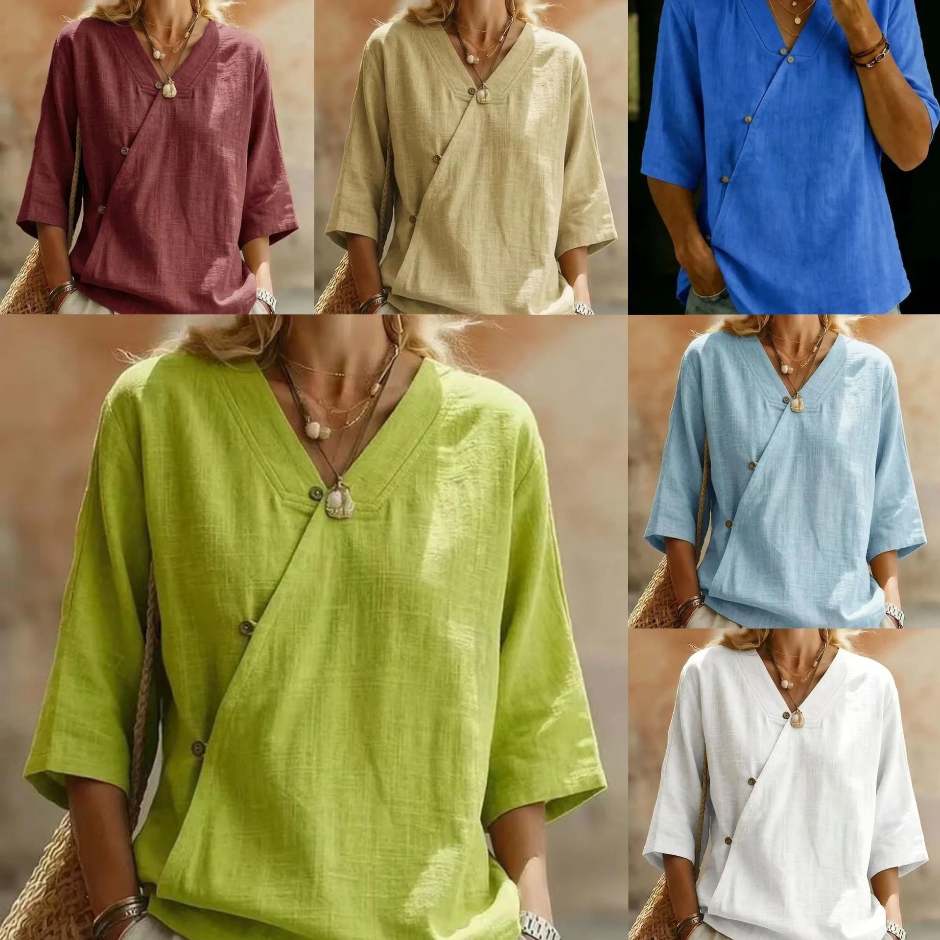 Nox Button Front Linen Sleeveless Blouse - 005422