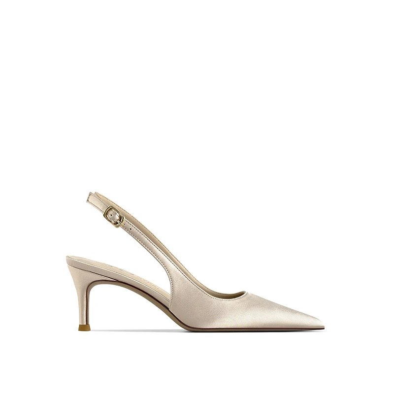 Unbranded High Heels Pointed-Toe Slingback Stiletto Pumps — Champagne color 6cm
