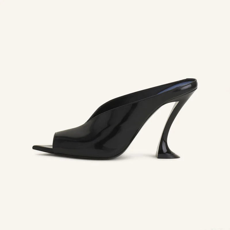 Unbranded High Heels Peep-Toe Mule with Sculptural Flared Heel image 3