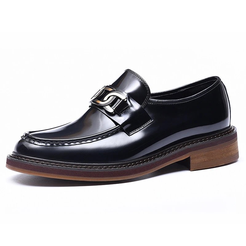 Unbranded Leather Shoes Patent Chain-Detail Loafers image 5