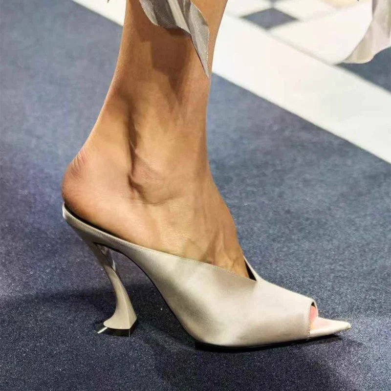 Unbranded High Heels Peep-Toe Mule with Sculptural Flared Heel image 2