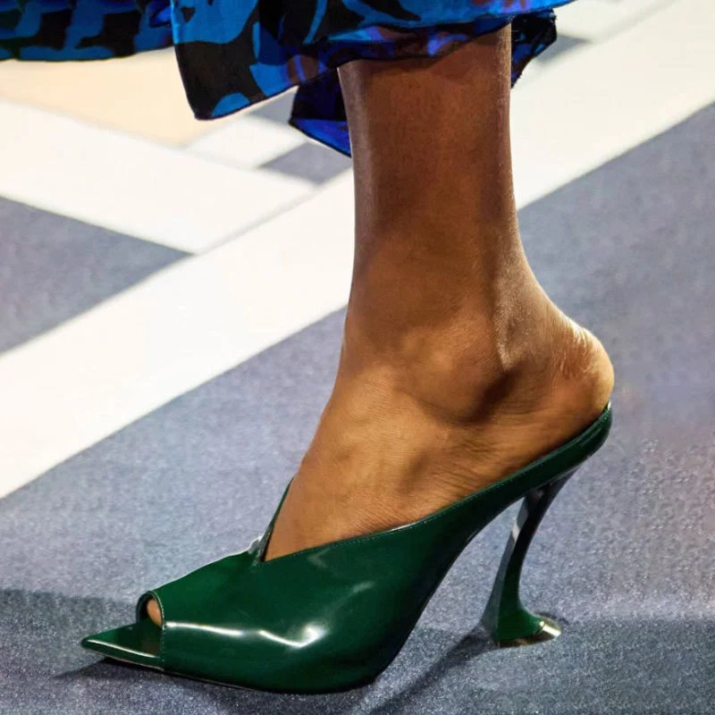 Unbranded High Heels Peep-Toe Mule with Sculptural Flared Heel image 4