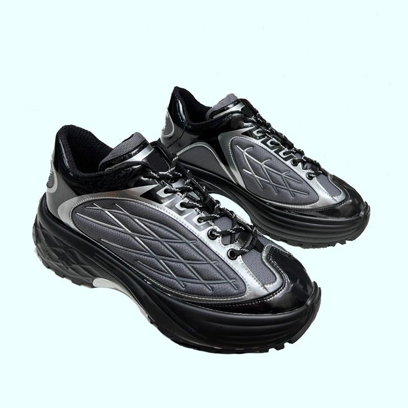 Unbranded Sneakers Chunky platform with metallic panels and embroidered side detail image 5