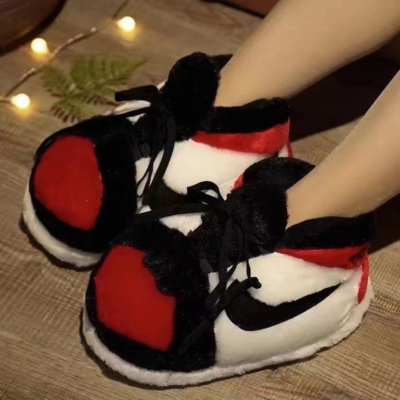 Unbranded Casual Shoes Lace-Up Knit with Ribbed Sole — Red and white aj