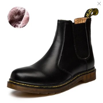 Unbranded Boots Chelsea ankle with elastic side panels and contrast stitching — Black with fleece lining