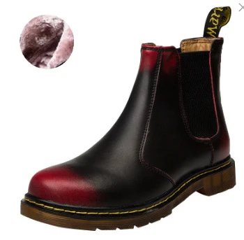 Unbranded Boots Chelsea ankle with elastic side panels and contrast stitching — Rub red plus velvet