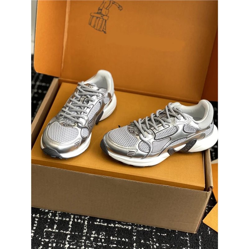 Unbranded Sneakers Mesh panel chunky — Silver-black