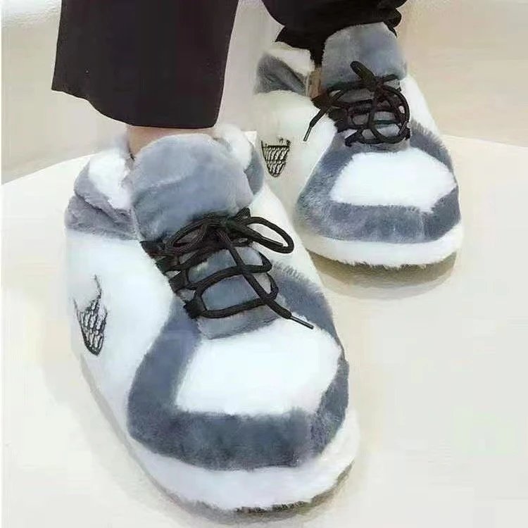 Unbranded Casual Shoes Lace-Up Knit with Ribbed Sole — Grayish white aj