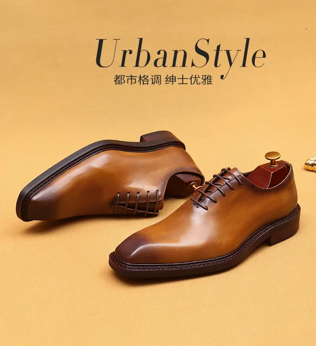 Unbranded Leather Shoes Lace-Up Square-Toe Dress product detail image 1