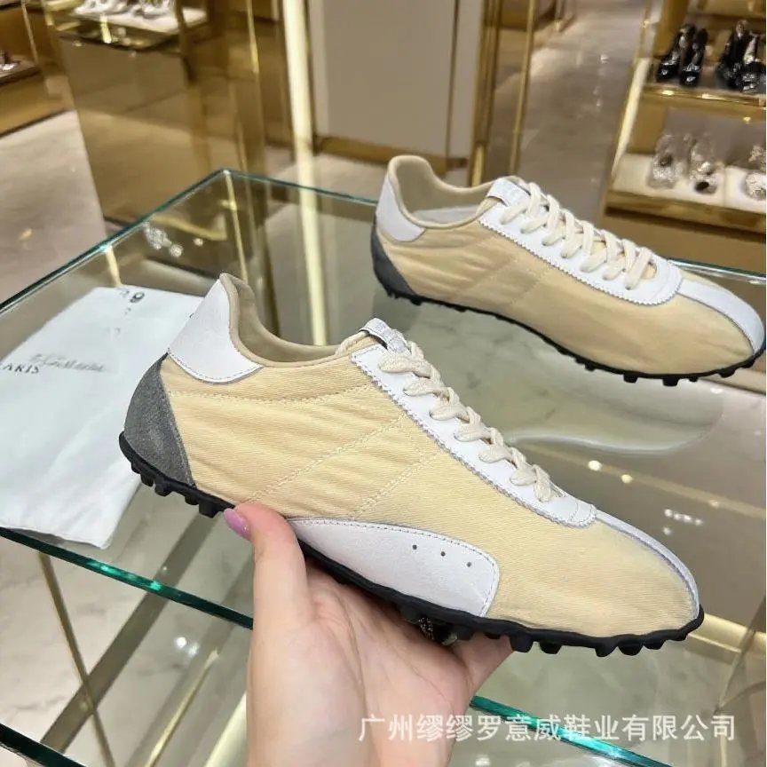 Unbranded Sneakers Low-profile quilted lace-up with lug sole — White tail light yellow/Guangzhou high goods
