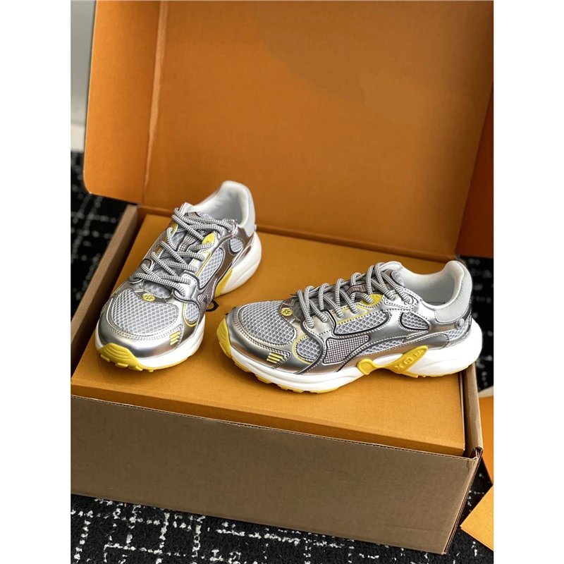 Unbranded Sneakers Mesh panel chunky — Silver-yellow