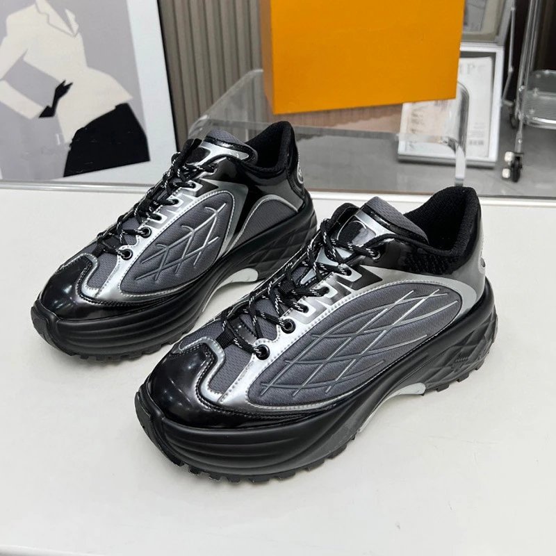 Unbranded Sneakers Chunky platform with metallic panels and embroidered side detail image 4