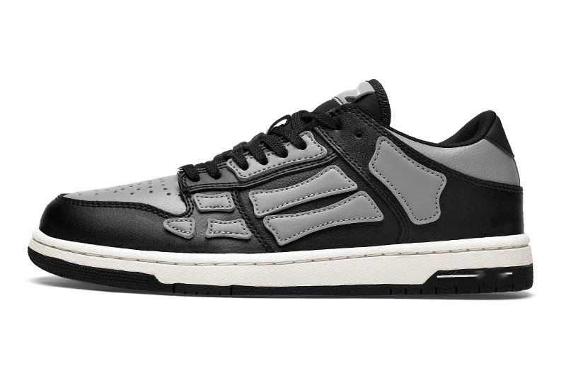 Unbranded Sneakers Low-top lace-up with bone-shaped side overlays — Black and gray – gray bones