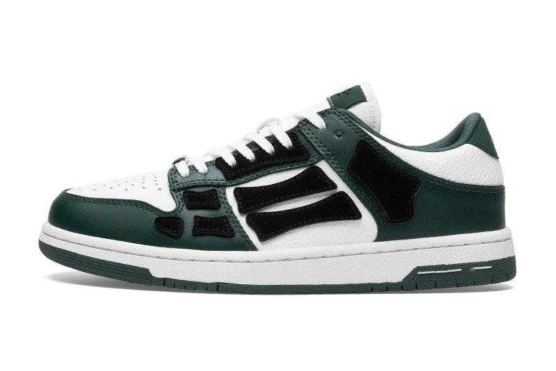 Unbranded Sneakers Low-top lace-up with bone-shaped side overlays — Army Green White-Black Bones
