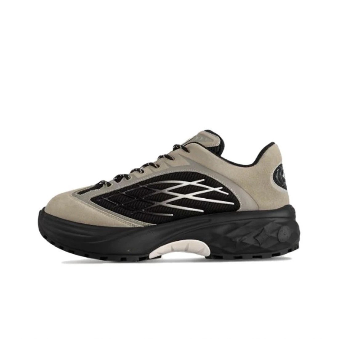 Unbranded Sneakers Chunky platform with metallic panels and embroidered side detail — Off-white