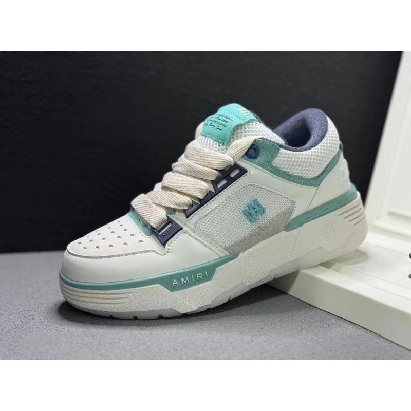 AMIRI Sneakers Low-top lace-up with textured panels and chunky sole — AM Tiffany Green