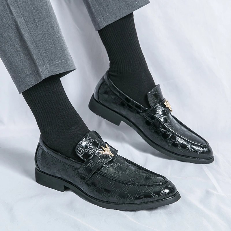 Unbranded Leather Shoes Metal-Bit Loafers — 2809 black