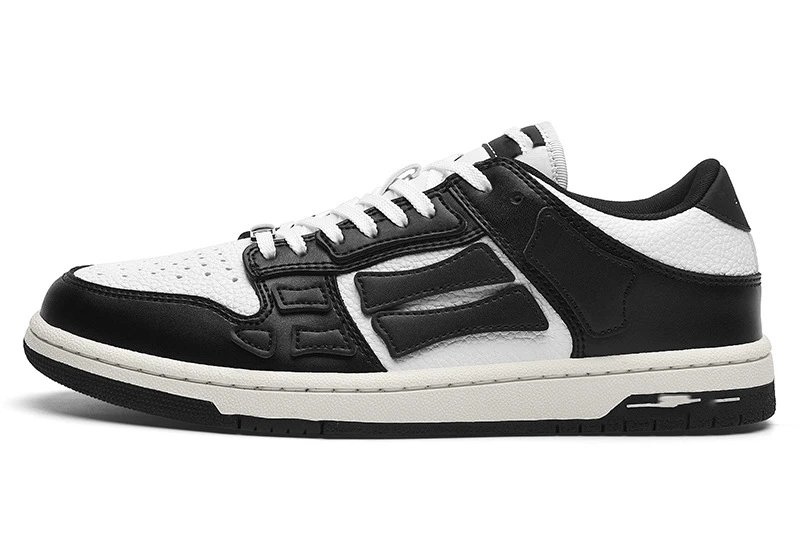 Unbranded Sneakers Low-top lace-up with bone-shaped side overlays — Black and White-Black Bones
