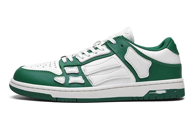 Unbranded Sneakers Low-top lace-up with bone-shaped side overlays — White and green-white bones