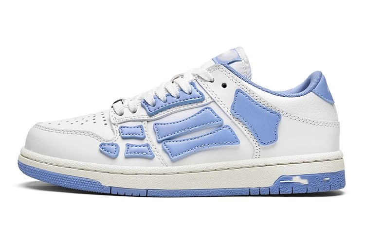 Unbranded Sneakers Low-top lace-up with bone-shaped side overlays — White-light blue bones